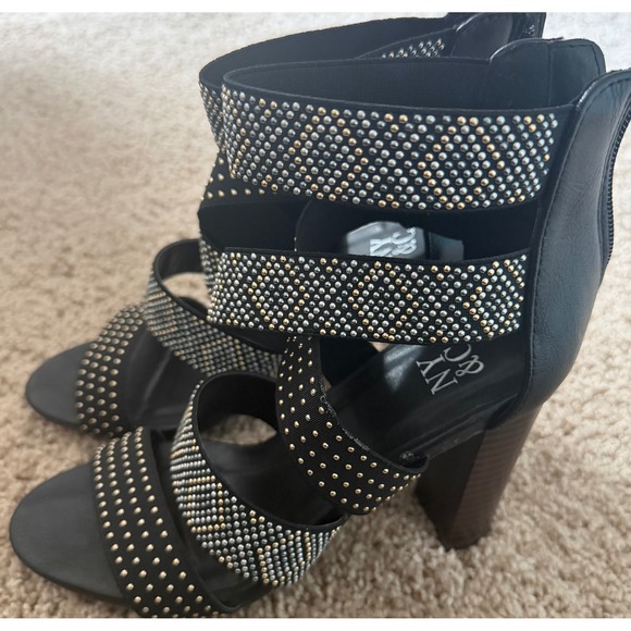 New York & Company Shoes - New York & Company Women Black Studded Strappy Block Heel Sandals 9116 Size 6